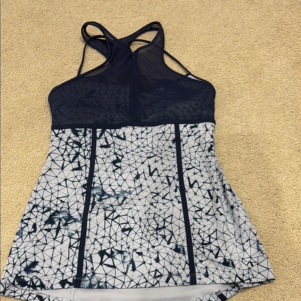 Lululemon Geo-Print Athletic Tank Top in Navy Blue and Grey
